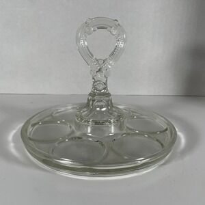 Vintage Glass Beverage Tray with Middle Handle 1940's‎